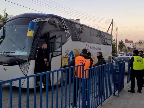 Άφιξη ΑΕΛ στο Αντώνης Παπαδόπουλος (10/2/2021)