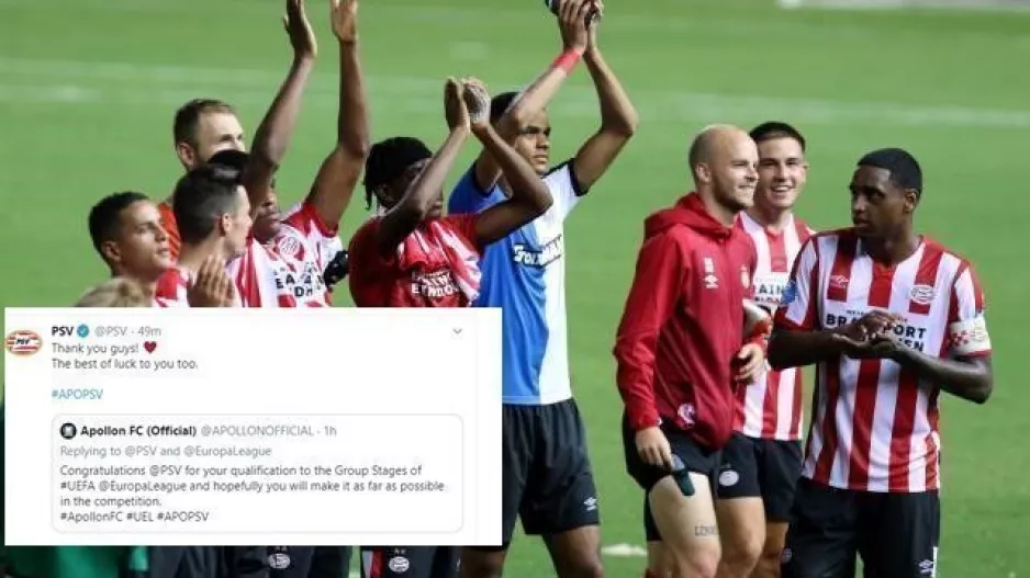 Ευχές και ευχαριστίες μεταξύ Απόλλων και PSV