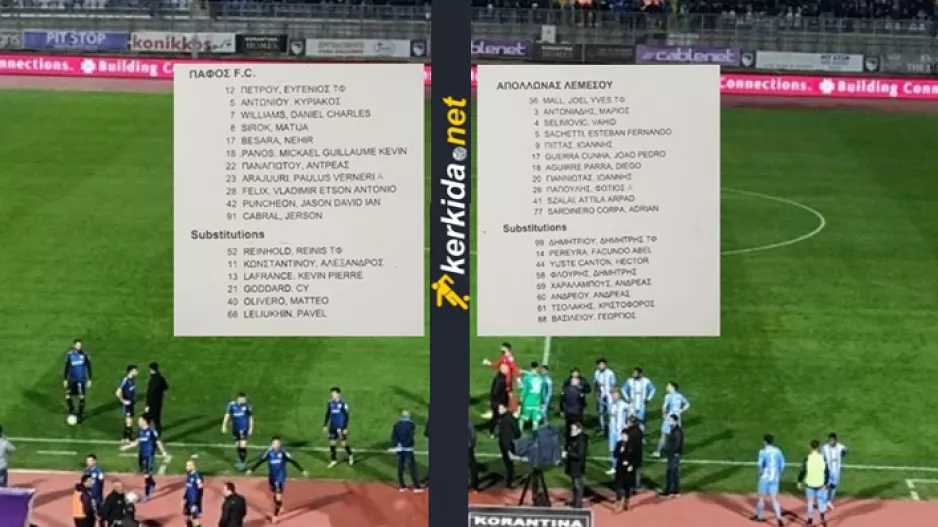 Πάφος FC-Απόλλων: Άρχισε 21/12, ολοκληρώνεται 12/2 (Τελευταία ΝΕΑ)