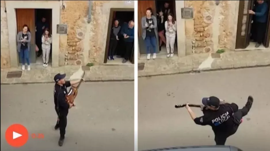 (Βίντεο) Οι Ισπανοί αστυνομικοί παίζουν μουσική στους κατοίκους 