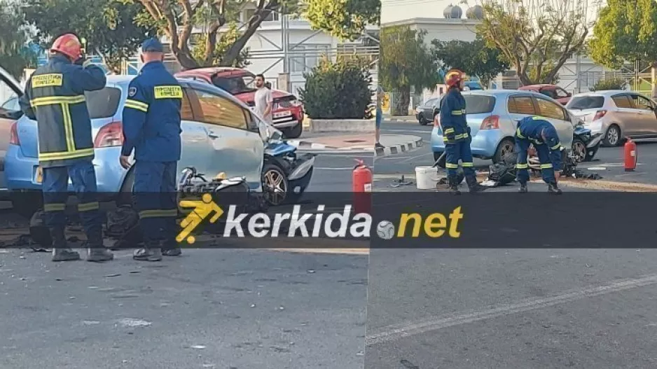 Σοβαρό τροχαίο με μοτοσικλετιστή στη Λεμεσό (φώτο)