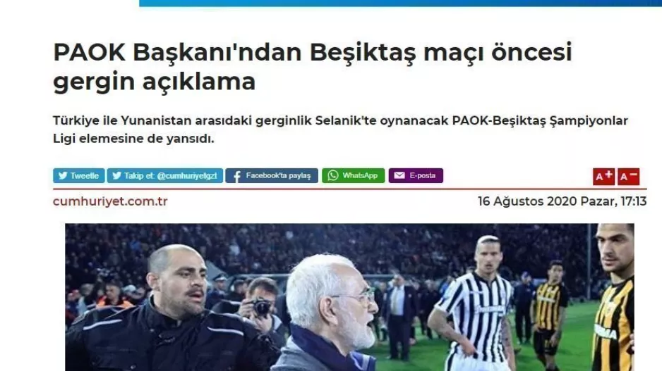 Προκλήσεις Τούρκων/Χαρακτηρίζουν... φανατικό τον Σαββίδη και φασίστες τους ΠΑΟΚτσήδες