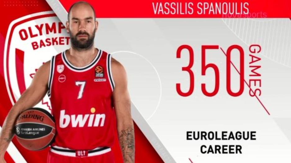 Ο Σπανούλης έφτασε τις 350 συμμετοχές στην EuroLeague