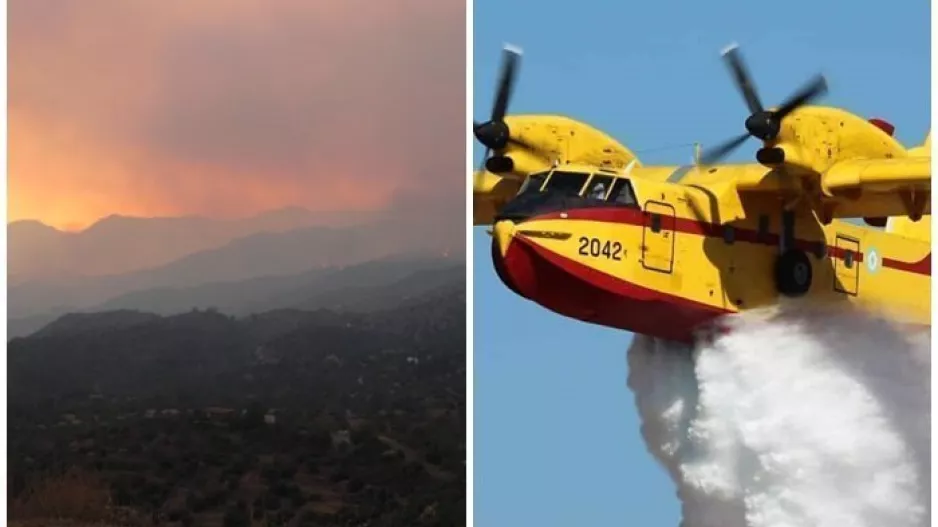 Δύσκολη η κατάσταση μεταξύ Οδού/Αγ. Βαβατσινιάς- Εκτός μάχης το ένα Canadair από Ελλάδα