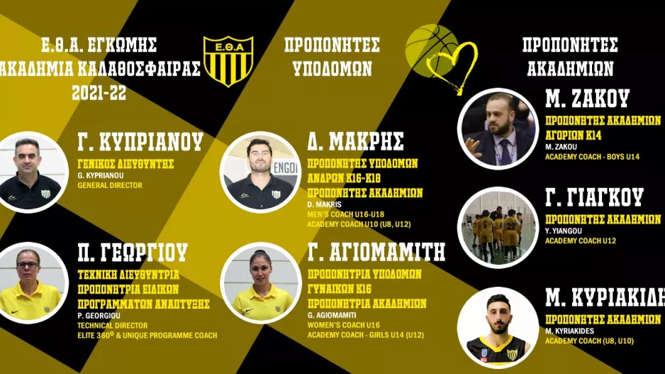 ΕΘΑ Έγκωμης/Το τεχνικό επιτελείο των ακαδημιών της