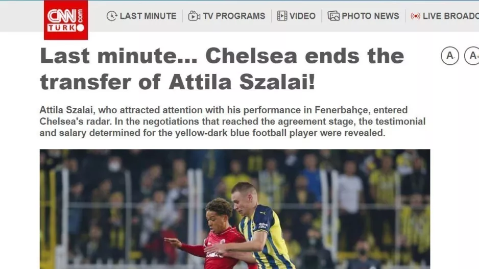 Τουρκικό CNN - "Συμφωνία Τσέλσι - Σάλαϊ" 