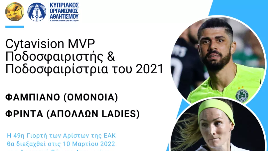 (ΕΑΚ) Ξανά MVP οι Φαμπιάνο και Φρίντα στα Ποδοσφαιρικά Έπαθλα