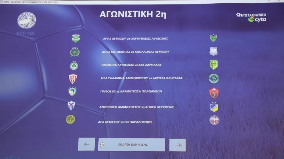 ΜΕΡΕΣ και ΩΡΕΣ των αγώνων της 2ης αγωνιστικής