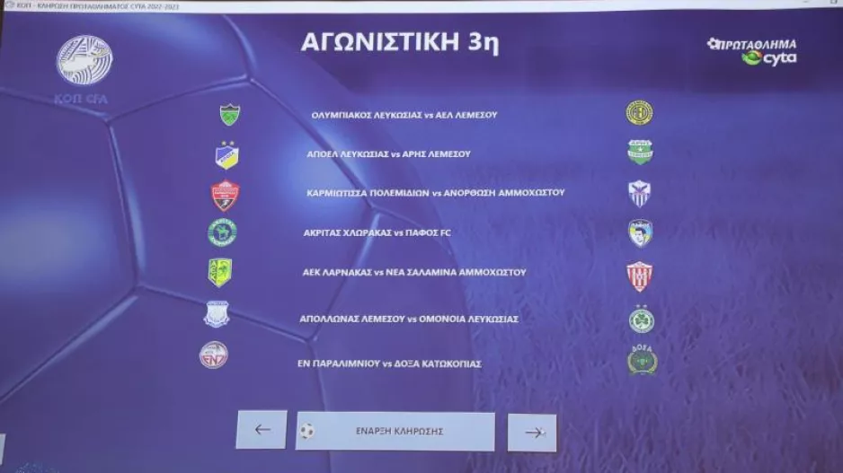ΜΕΡΕΣ και ΩΡΕΣ 3ης και 4ης αγωνιστικής