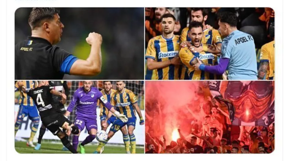 Ανάρτηση ΑΠΟΕΛ με τις... τέσσερις φωτογραφίες του αγώνα