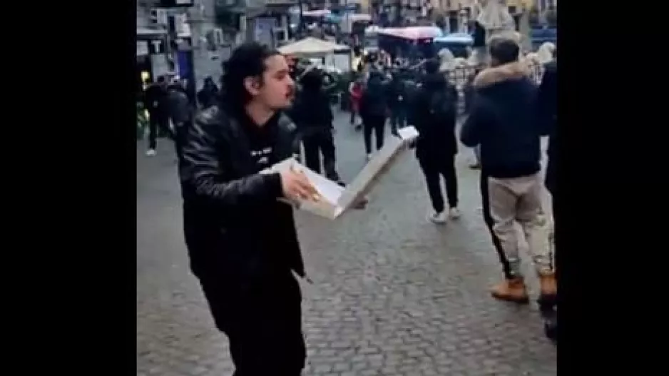 (ΒΙΝΤΕΟ) Έτρεχε να ξεφύγει με την πίτσα στο χέρι!