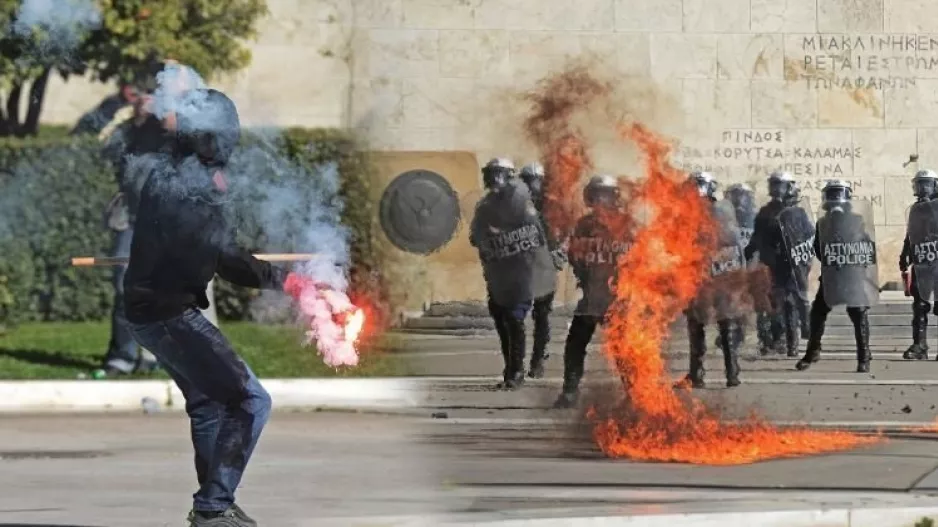 Επεισόδια με ΜΑΤ οι κουκουλοφόροι, πέταξαν μολότοφ! (φώτος/βίντεο)