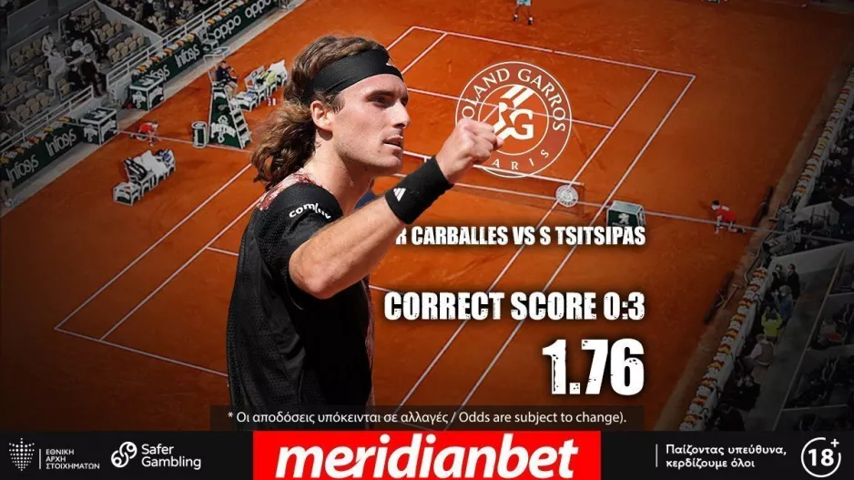 Ρίχνεται αύριο στη μάχη του Roland Garros ο Τσιτσιπάς! Όλα στο online betting της Meridianbet!