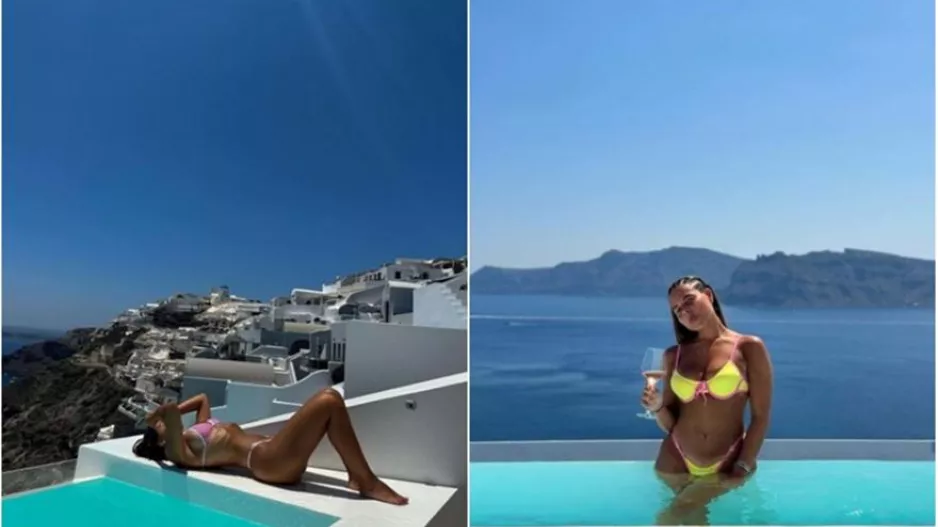 Ξετρελαμένοι ο Γκονσάλο Ράμος και η σύντροφός του με Σαντορίνη