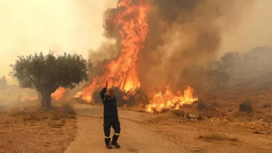 Μεγάλη αναζωπύρωση ανάμεσα σε Μάνδρα και Μέγαρα, στην Αγία Σωτήρα