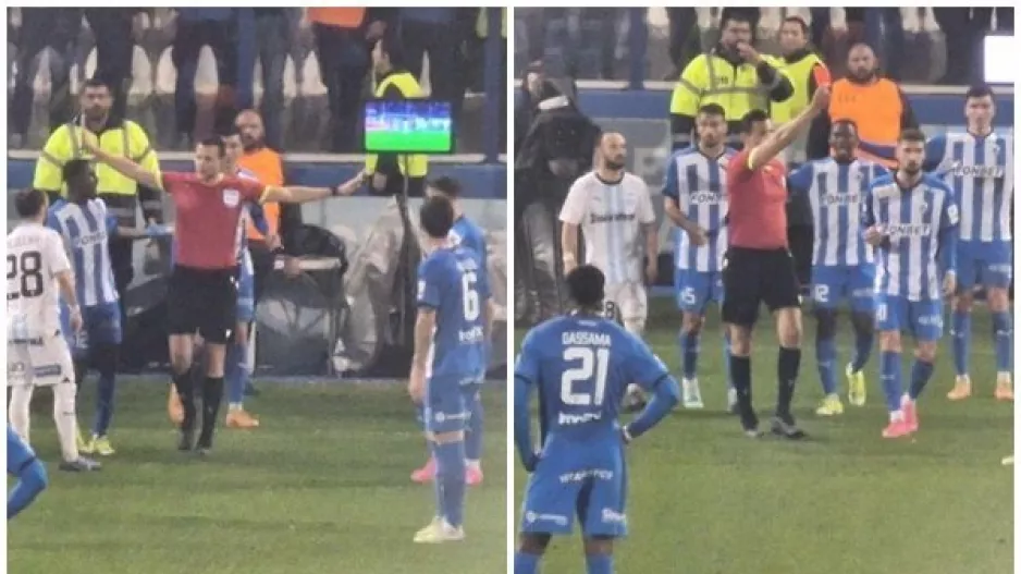 Γκολ η Ανόρθωση,  on field review, ακύρωση και κόκκινη κάρτα στον Κάργα