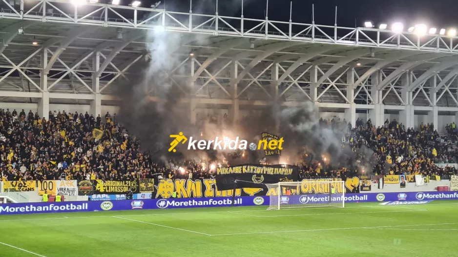 Πανό για τον αδικοχαμένο Μιχάλη Κατσούρη/Χειροκρότημα... όλο το γήπεδο (ΒΙΝΤΕΟ Kerkida)