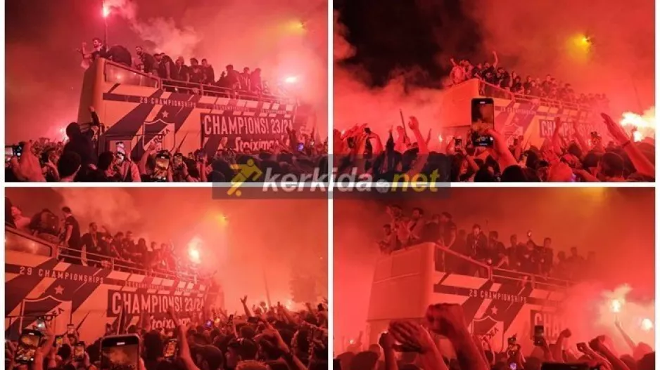 (ΒΙΝΤΕΟ-ΦΩΤΟΣ Kerkida) Κάηκε... ο εξώστης στην άφιξη των πρωταθλητών!