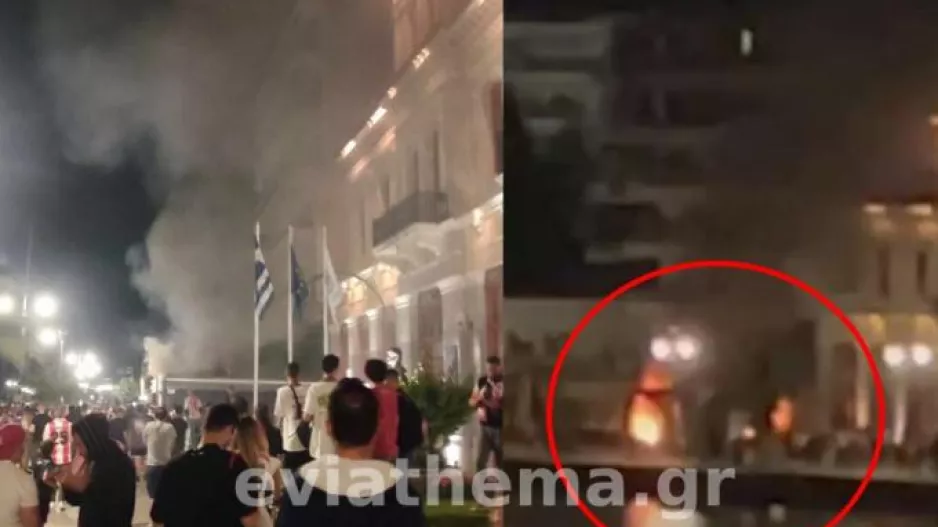 Χαλκίδα: Κάηκε μαγαζί από φωτοβολίδα κατά τη διάρκεια των πανηγυρισμών