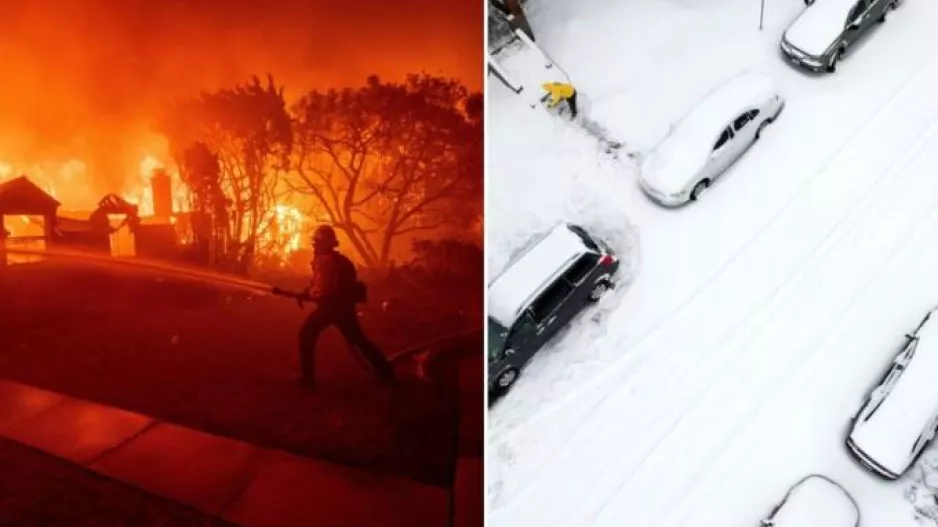 Πύρινη κόλαση στο Λος Άντζελες, πολικό ψύχος στις ανατολικές ΗΠΑ - Σκηνές χάους και καταστροφής