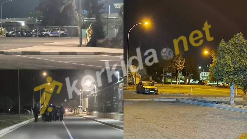 Επεισόδια με πετροβολισμούς στο ΑΕΚ - ΑΕΛ/Χρήση δακρυγόνων (φώτος Kerkida)
