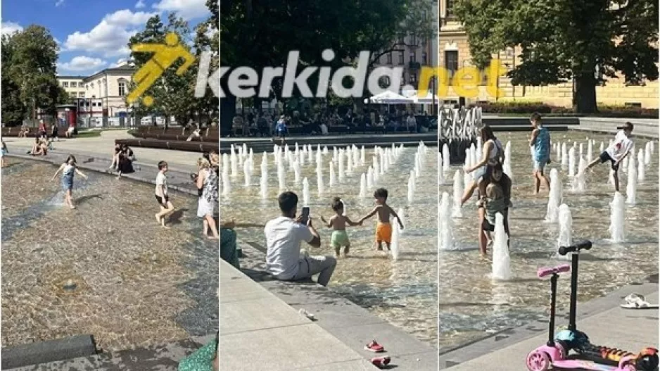 Στα σιντριβάνια... για να δροσιστούν! (Φώτος)