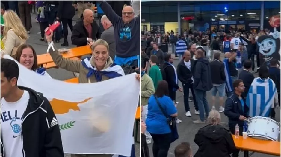 Έξω απ' την "Xiaomi Arena", με Ελληνικές και Κυπριακές σημαίες! (Βίντεο)