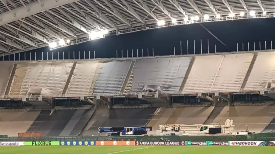 Γερανοί στο ταρτάν του ΟΑΚΑ λόγων των έργων