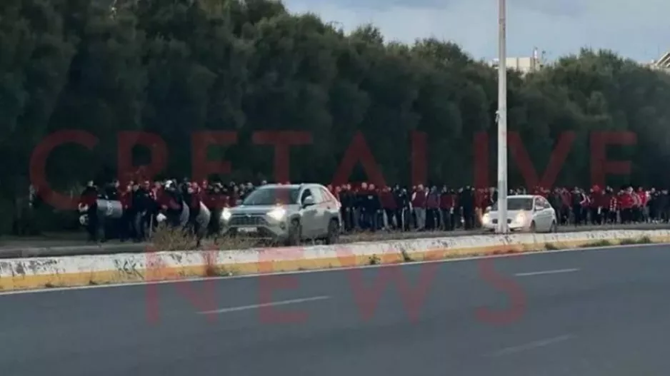 (Βίντεο) "Ερυθρόλευκη" πορεία στο Ηράκλειο για τον τελικό!