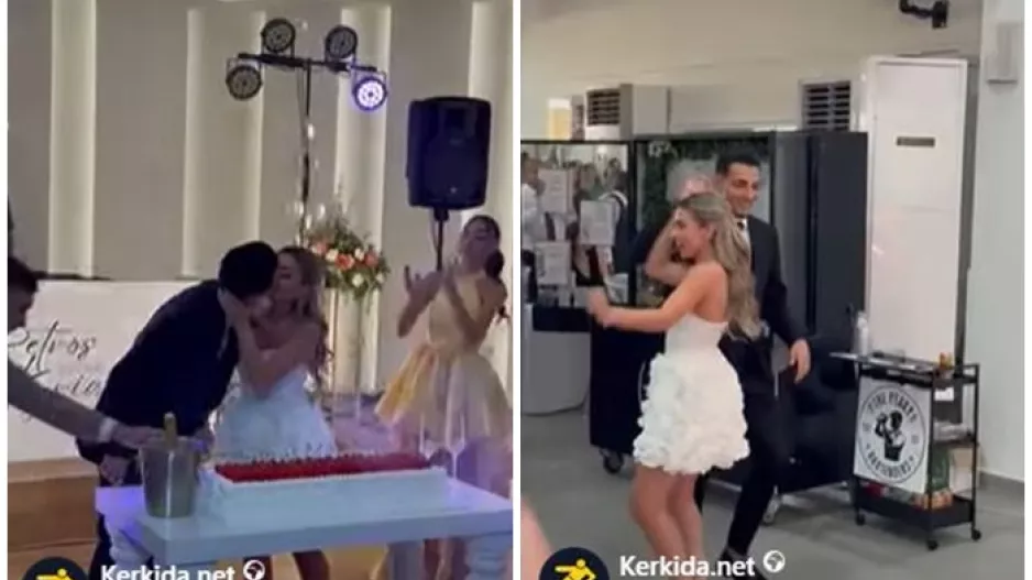 (ΒΙΝΤΕΟ Kerkida) Η είσοδος των νεόνυμφων και το φιλί!