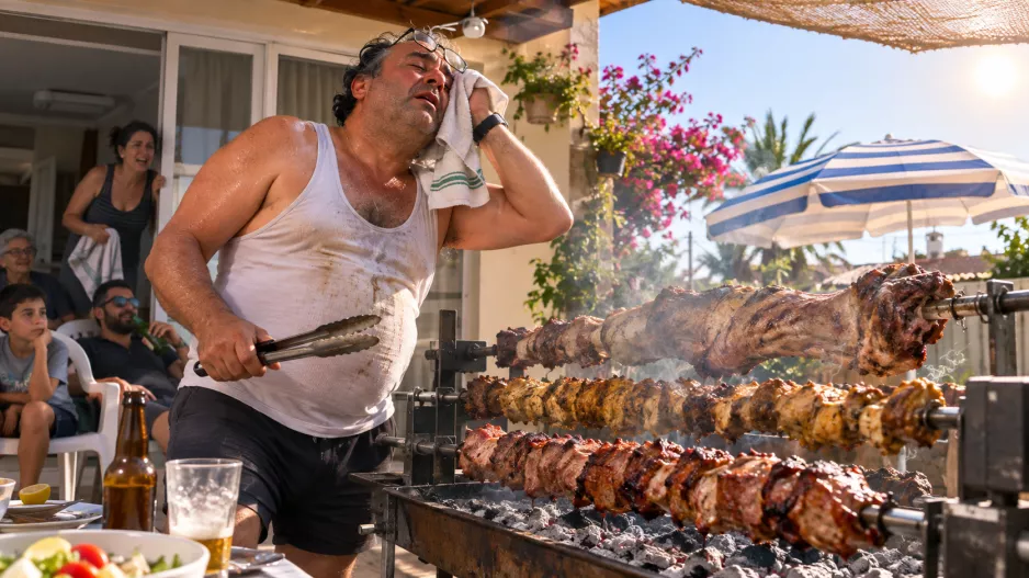 Έξω 45 Βαθμοί, μέσα 16 τζαι ο Πανίκος ψήνει ρίφι