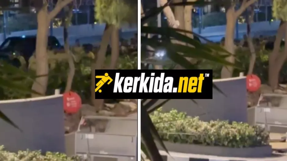 ΑΕΛίστες έξω από το Amathus/Υβριστικά συνθήματα κατά ΚΟΠ (Φώτος)