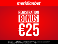 Καλωσόρισμα στη Meridianbet με ΜΠΟΝΟΥΣ ΕΓΓΡΑΦΗΣ €25!