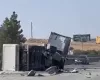 Ανατροπή φορτηγού έκλεισε τον αυτοκινητόδρομο Λευκωσίας-Λεμεσού