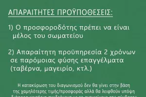 Ομόνοια 1948: Προκήρυξη προσφορών για την ταβέρνα του οικήματος 