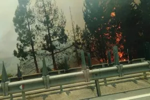 Μεγάλη πυρκαγιά παρά τον αυτοκινητόδρομο Λευκωσίας - Λεμεσού (Φωτος)
