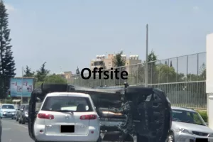 Tροχαίο στη Λεμεσό/Αναποδογύρισε αυτοκίνητο (φώτος)