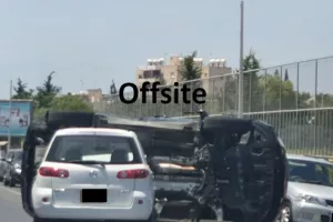 Tροχαίο στη Λεμεσό/Αναποδογύρισε αυτοκίνητο (φώτος)