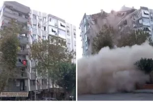 Σεισμός στη Σάμο/ΒΙΝΤΕΟ: Η στιγμή που καταρρέει κτίριο στη Σμύρνη