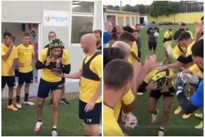 (ΒΙΝΤΕΟ) Πρώτα τούρτα, μετά... κράνος! 