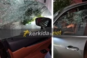 (ΦΩΤΟΣ-ΔΗΛΩΣΗ) Επίθεση στον γιο του Π.Παπαέλληνα-Ζημιές στο αυτοκίνητο