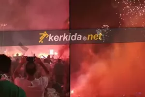 ΒΙΝΤΕΟ/Απίθανες στιγμές στο "Η.Πούλλος", βροχή από πυροτεχνήματα!