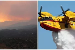 Δύσκολη η κατάσταση μεταξύ Οδού/Αγ. Βαβατσινιάς- Εκτός μάχης το ένα Canadair από Ελλάδα