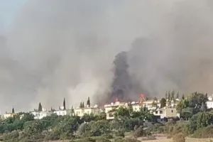 Κοντά στα σπίτια η φωτιά στην Τάλα- Στη μάχη & εναέρια μέσα (φώτος)