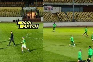 Άρης - Ολυμπιακός: Το ζέσταμα των ομάδων (φώτος)