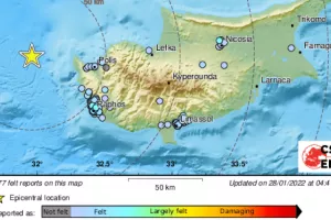Σεισμός ταρακούνησε την Κύπρο (Χάρτης)