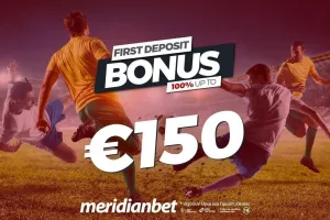 Κάνε την πρώτη σου κατάθεση στην Meridianbet και διεκδίκησε μέχρι 150 ευρώ μπόνους!