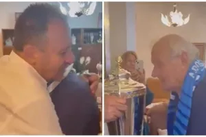 (Απόλλων/ΒΙΝΤΕΟ) Η συγκινητική στιγμή- Το τρόπαιο στο σπίτι του Χαμπή!