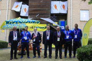 Στην τελετή υποδοχής της κυπριακής αποστολής στο Μπέρμιγχαμ ο Ανδρέας Μιχαηλίδης
