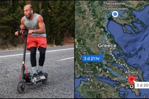 Youtuber έκανε το Θεσσαλονίκη-Αθήνα σε 73 ώρες με... ηλεκτρικό πατίνι!